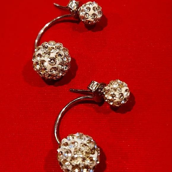 Sterling Silver S925.  Double Rhinestone Ball Ear  Classic Daily Wear Perfect - Picture 8 of 13